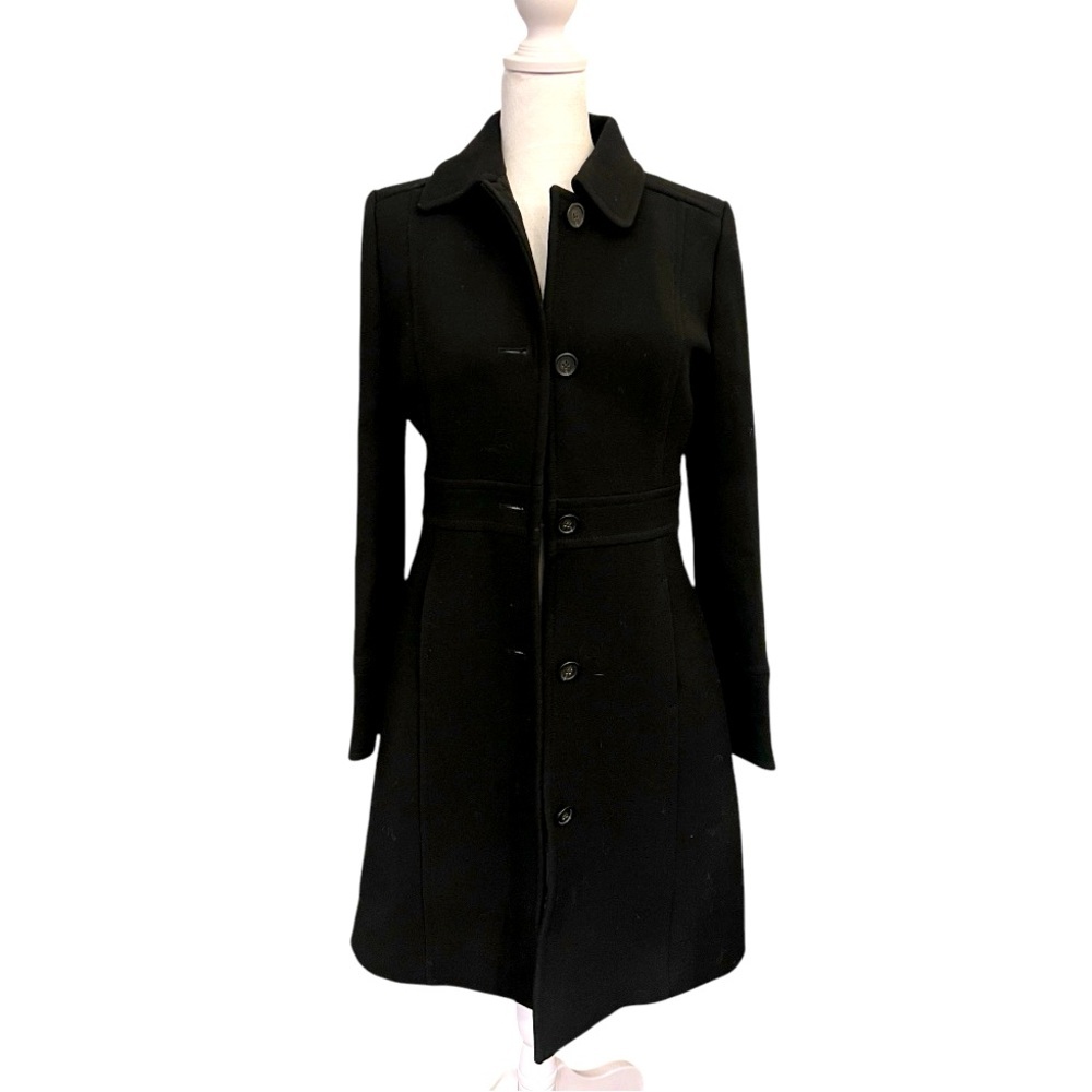 J. Crew Black Trench Coat Classic Tailored Wool